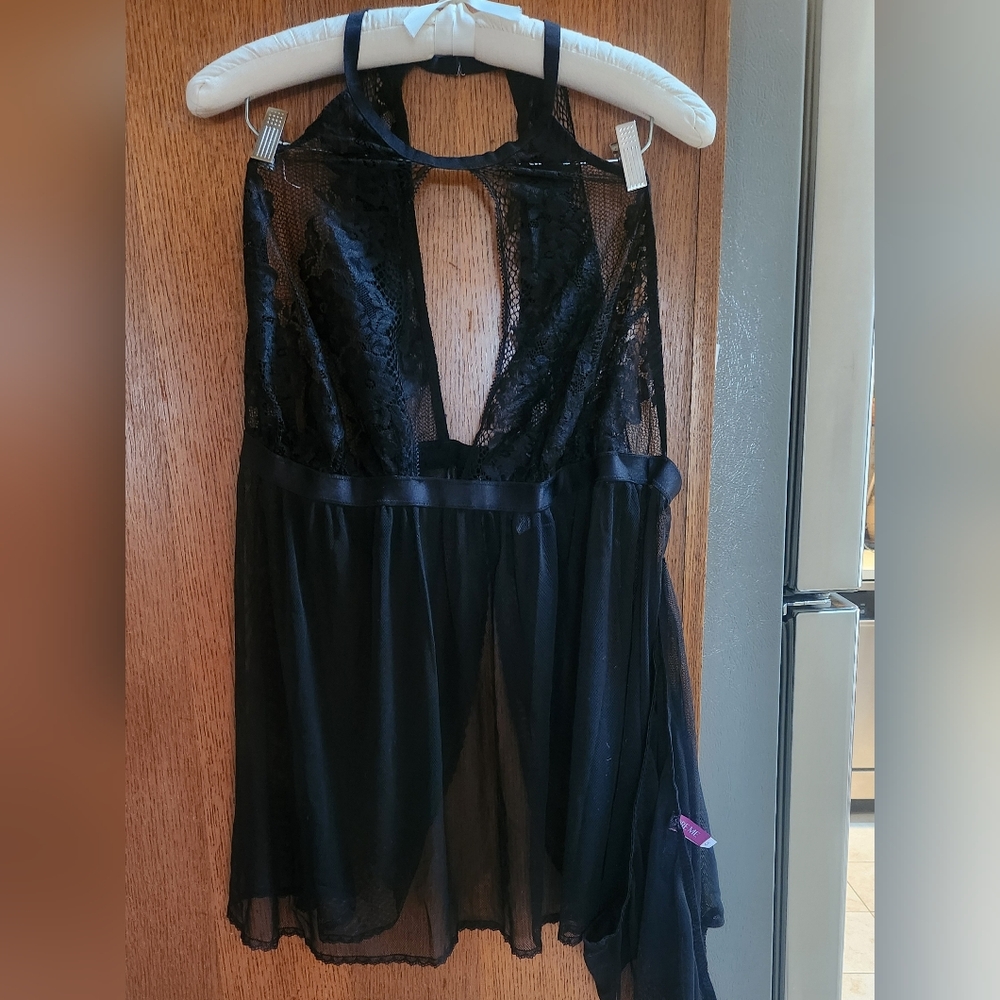 NWT Adore Me Black Lace lingerie with painties 4 x